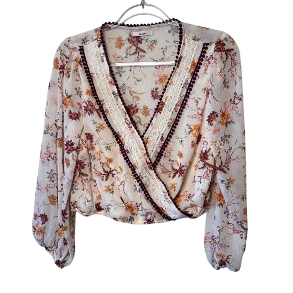 Vintage Y2K Mi Ami Boho Fairy Romantic‎ Cottagecore Top Medium Polyester White